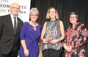 The 2019 National Safety Council (NSC) Award for Service to Safety was awarded to Mary E. Fallat, MD, FACS (second from right), at the Committee on Trauma dinner Monday. Dr. Fallat was honored “for her tireless advocacy for improving the care of pediatric trauma patients through recognition of the impact of disparities on pediatric trauma patients, and her dedication to research in trauma care.” Dr. Fallat is pictured with, from left, David A. Spain, MD, FACS, American Association for the Surgery of Trauma President; Kelly Nantel, vice-president, communications and advocacy, NSC representative; and Eileen Metzger Bulger, MD, FACS, Chair, ACS Committee on Trauma.